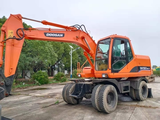 높은 작동 효율성 Doosan DH150W-7 일본 엔진으로 사용 된 트랙터 발굴기
