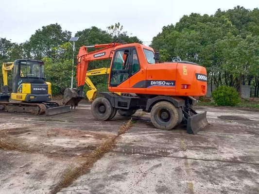 높은 작동 효율성 Doosan DH150W-7 일본 엔진으로 사용 된 트랙터 발굴기